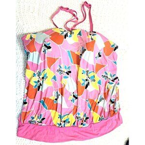 Swim By Cacique Tankini Top Size 16 Tropical Multicolor Floral NO BOTTOM